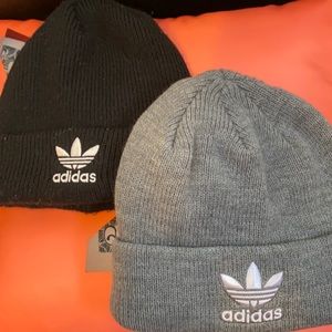 Black and grey adidas beanies